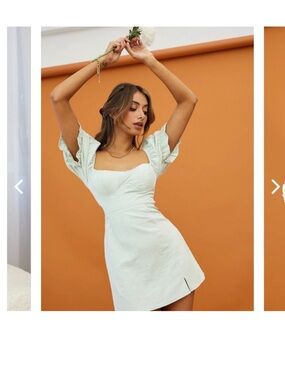 Norma Jean Neck Puff Sleeve Mini Dress in Light Mint